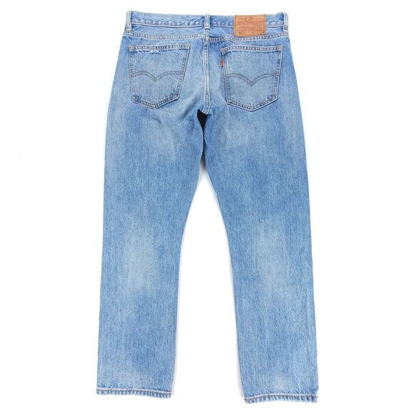 LEVIS 505C Orange Tab Slim Straight Ankle Distressed Jeans Light Denim Men 34x28 - Picture 4 of 8